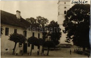 Svedlér, Svedlár; tér, üzlet, templom / square, shop, church, photo (Rb)