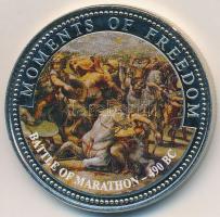 Libéria 2001. 10$ "Szabadság pillanatai - Marathóni csata Kr. e. 490." multicolor, tanúsítvánnyal T:PP Liberia 2001. 10 Dollars "Moments of Freedom - Battle of Marathon 490 BC" multicolor, with certificate C:PP
