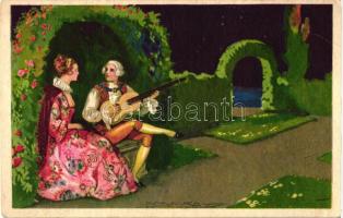 Italian art postcard, Baroque couple, Degami 1062. s: Mauzan (EB)