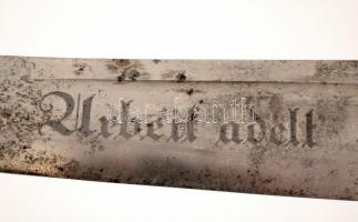 cca 1940 Német birodalmi Reichsarbeitsdienst RAD tőr. Solingeni acél, jelzett, fekete zománcozott to...