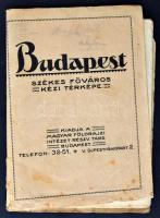 1923 Budapest székes főváros kézi térkép, Kogutowicz Manó, hajtás mentén kis szakadásokkal, 63x46cm