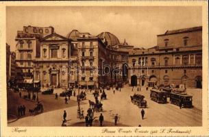 Naples, Napoli; Piazza Trento Trieste, Il Mezzogiorno / square, trams