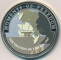 Libéria 2001. 10$ "Szabadság pillanatai - Libéria megalapítása" multicolor, tanúsítvánnyal T:PP kis ujjlenyomat  Liberia 2001. 10 Dollars "Moments of Freedom - Foundation of Liberia" multicolor, with certificate C:PP small fingerprint
