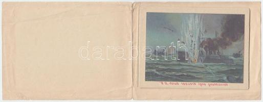 1914 Der Völkerkrieg - I. világháborús litho matricákat tartalmazó leporelló II. Vilmos és Ferenc Jó...