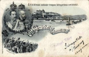 1899 Budapest, Őfelsége II. Vilmos császár magas látogatása emlékéül, Ferenc József, Koppe A.L. nyomdája litho (kis szakadás / small tear)