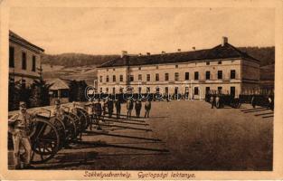 Székelyudvarhely, Odorheiu Secuiesc; Gyalogsági laktanya, ágyúk; kiadja Székely Dénes / infantry barrack, cannons (EK)