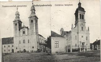 Székelyudvarhely, Odorheiu Secuiesc; Ferences és Unitárius templom, kiadja Szvoboda J. / churches