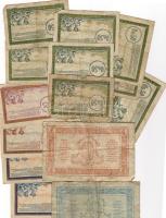 Deutsches Reich - Rajnavidék 1923. 13 db francia-belga vasúti bankjegy a megszállt Rajnavidékről + 2 db francia katonai szükségpénz