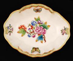 Herendi Viktória mintás tálka, kézzel festett, jelzett, hibátlan, 15×12 cm