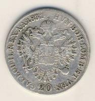 Ausztria 1831A 20Kr Ag ritka típus, a hajlokni rásimul a nyakra! T:3 RR!!