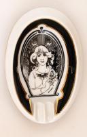 Hollóházi Jurcsák féle dísztárgyak, váza (2db), tálka (1db), matricás, jelzett, hibátlan, összesen:3...