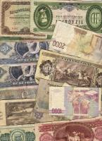 7db magyar és 8 db külföldi papírpénz, régi és újabb T: klf