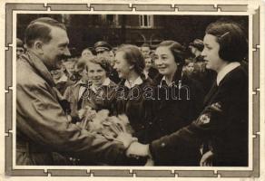 Adolf Hitler with girls, propaganda, So.Stpl, Ga. (EK)