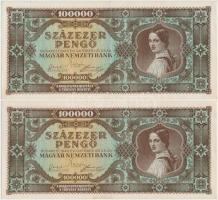 1945. 100.000P (4x) közte 2db sorszámkövető T:II,II-