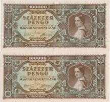 1945. 100.000P (4x) közte 2db sorszámkövető T:II,II-