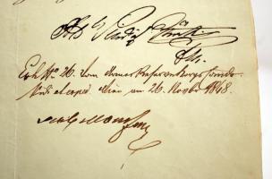 1848 Udvari értesítés Adolph Schütte von Warensberg (1777-1859) csehországi vezérőrnagy részére az o...