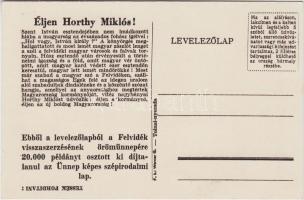 Horthy Miklós, Felvidék visszaszerzésének örömünnepére kiadott lap