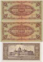 1945. 10.000P (2x) közeli sorszám, "MNB" bélyeggel + 1946. 100.000.000P (2x) + 100.000MP (...