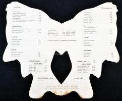 1958 A IX. kerület Szegedi Halászkert halformájú, kinyitható étlapja, ragasztott