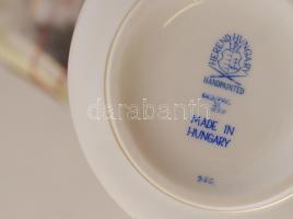 Herendi rózsás bonbonier, kézzel festett, jelzett, sérült rózsa, m:9 cm, d:9 cm