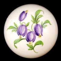 Herendi virág mintás bonbonier, kézzel festett, jelzett, hibátlan, m:9 cm, d:9 cm