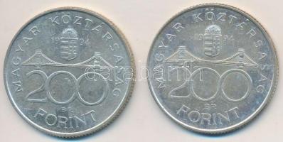 1994. 200Ft Ag "Deák" (2x) T:2,2- patina