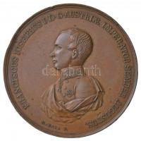 1852. Ferenc József látogatása Nagybányán kétoldalas Br éremFRANCISCUS IOSEPHUS I D G AUSTRIAE IMPERATOR SEMPER AUGUSTUS / NUMISMATICA PERENNI TESTETUR MEMORIA QUOD HUNGARIAE POPULOS TUO ADVENTU BEAVERIS N-BÁNYAE D.III M.AUG. A . MDCCCLII. Szign.: Karl Heinrich (74,69g/54mm) T:2,2- ph Austrian Empire 1852. Presence of Franz Joseph in Baia Mare two-sided Br medallion. Sign.: Karl Heinrich (74,69g/54mm) C:XF,VF edge error