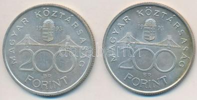 1993. 200Ft Ag "MNB" (2x) T:2,2-