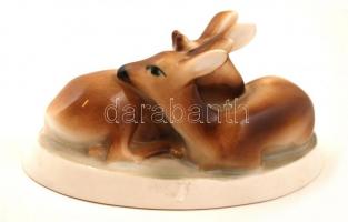 Zsolnay páros őzike, kézzel festett, jelzett, hibátlan, m:7 cm, h:14 cm