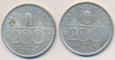 1993. 200Ft Ag "MNB" (2x) T:2,2-