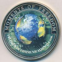 Libéria 2001. 10$ "Szabadság pillanatai - A kommunikáció szabadsága 21. század" multicolor, tanúsítvánnyal T:PP ujjlenyomat Liberia 2001. 10 Dollars "Moments of Freedom- Freedom of Communication 21st century" multicolor, with certificate C:PP fingerprint