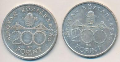 1992-1993. 200Ft Ag "MNB" (2x) T:2,2-