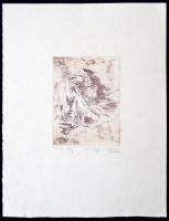 Váci András (1926- ): Téli táj. Rézkarc, papír, jelzett, 14x10 cm