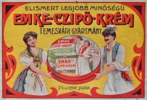 cca 1930 Emke Czipőkrém reklámplakát. 36x13 cm