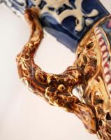 Fischer J Budapest díszváza, kézzel festett mázas fajansz, restaurált, m:26 cm