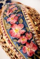 Fischer J Budapest díszváza, kézzel festett mázas fajansz, restaurált, m:26 cm