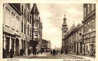 Szombathely, Herczeg és Sabaria szállók, Holzer Bernát kereskedése, Kemény József áruháza