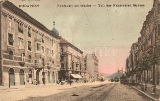 Budapest XI. Fehérvári út, papír üzlet, villamos, kiadja Fellner Mór (EK)