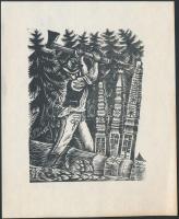 Kósa Bálint (1932-): Ex Libris, Máthé Ferenc. Klisé, papír, jelzett, 11×8 cm