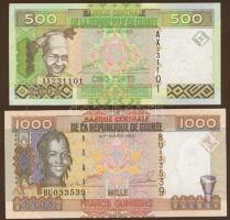 Guinea 1998. 100F,500F,1000F T:I, 5000F T:I- + 2006. 500F,1000F T:I