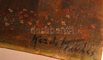 Kézdi jelzéssel: Erdei séta. Olaj, farost, sérült, 34x50 cm