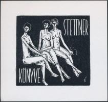 Stettner Béla (1928-1984): Erotikus Ex Libris. Klisé, papír, jelzett a klisén, 6×7 cm