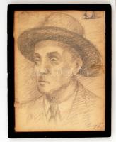 Barcsay jelzéssel: Férfi portré. Szén, papír, üvegezett keretben, 32×42 cm