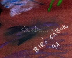 Bíró Gábor (1947-): Templom. Pasztell, papír, jelzett, üvegezett keretben, 30×31 cm