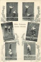 Gebr. Fritzsche, Leuben - Dresden / Bicycle acrobats, floral (EB)