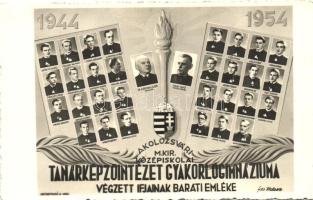 1954 Kolozsvár, Cluj; Középiskolai Tanárképző intézet gyakorlógimnáziuma, végzett ifjak baráti emlékére, tablókép / teachers trainign institute, tableau