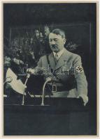 1943 Hitler,korabeli nyomtatvány, verzón horogkeresztes pecsét" Berlin, 1933-1943, Führer befieht-wir folgen dir!" felirattal,17x12cm /1943  Hitler, print, "Berlin, 1933-1943, Fuhrer befieht-wir folgen dir!" inscription, 17x12cm