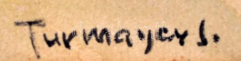 Turmayer jelzéssel: Utca részlet. Akvarell, papír, paszpartuban, 34×44 cm