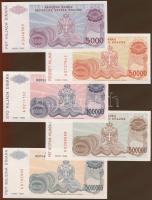 Horvátország 1993. 5000D-50.000.000.000D 10klf db, teljes sor! T:I