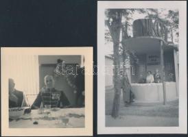 1939 Budapest, Pécs, Katonai és kiállítás-vásár fotó, 2 db, 6x7 és 9x6 cm